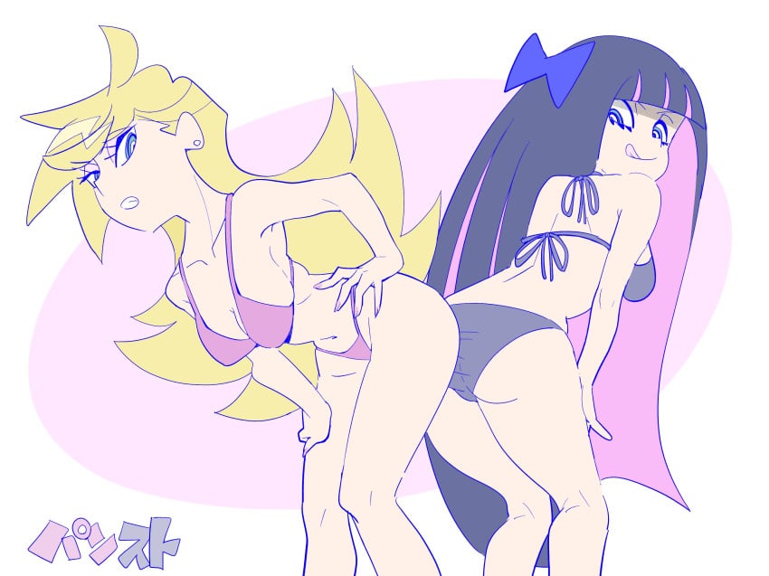 404error ass bikini blonde_hair breasts covered_nipples earrings flat_colors long_hair only_female panties panty_&_stocking_with_garterbelt panty_anarchy pixiv stocking_anarchy tongue_out