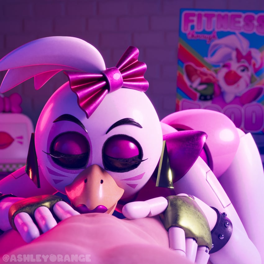 3d 3d_(artwork) animatronic arched_back ashleyorange avian avian_humanoid beak blowjob closed_eyes deepthroat fellatio five_nights_at_freddy's five_nights_at_freddy's:_security_breach furry glamrock_chica_(ashleyorange) glamrock_chica_(fnaf) pov realistic straight sucking_penis