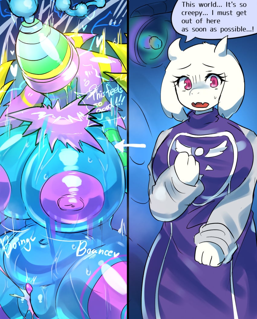 1girls 2d 2d_(artwork) 2d_artwork big_breasts breast_expansion color deltarune dialogue english english_dialogue english_text female goat hypnosis instant_loss_2koma kogebounce mind_control tagme text toriel transformation transformation_sequence uncensored uncensored_breasts uncensored_vagina undertale undertale_(series) werewire werewire_tf