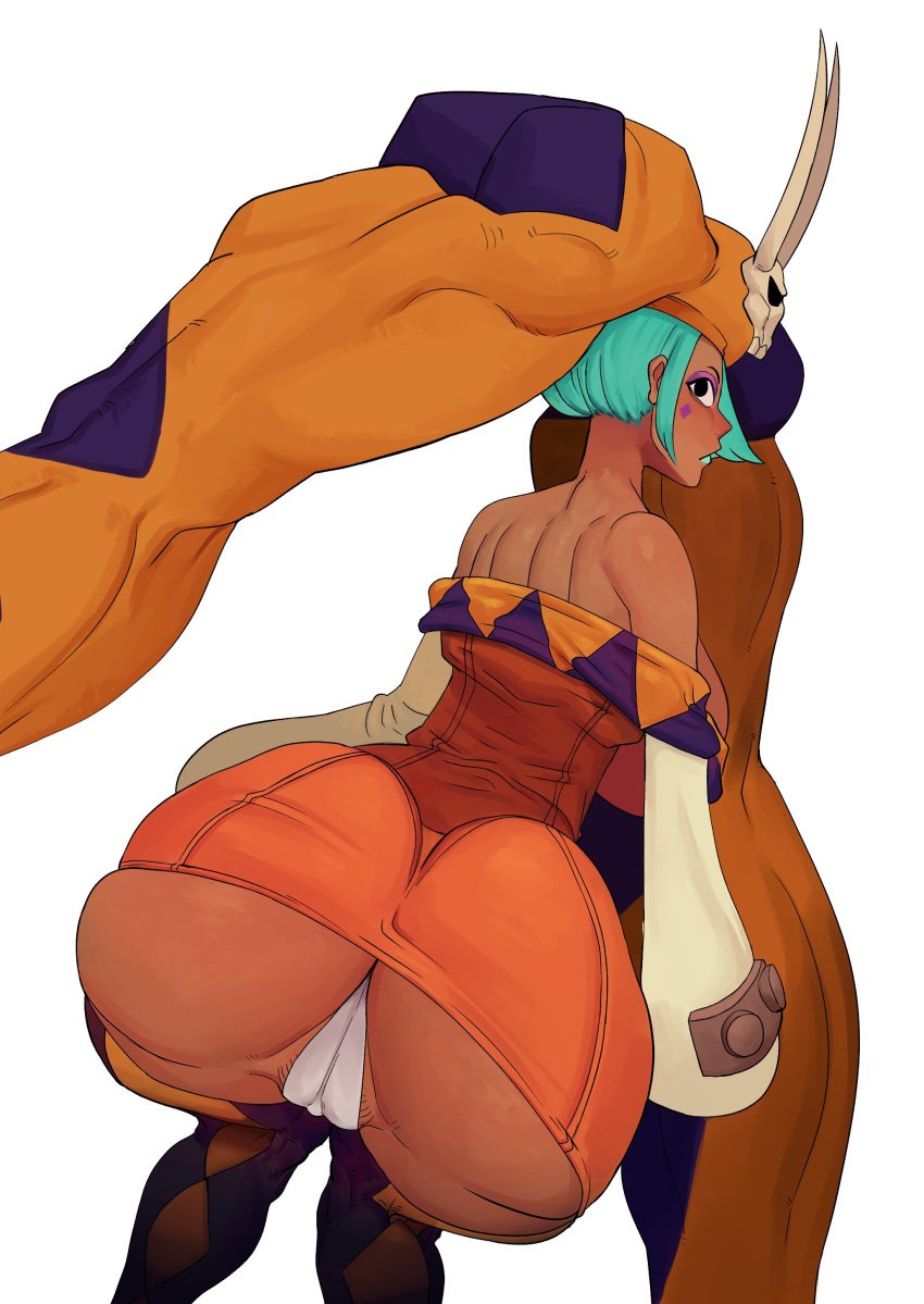 1girls 2023 absurd_res argohazak ass cameltoe cerebella female female_focus green_hair hips huge_ass lipstick looking_back panties skullgirls solo solo_female solo_focus thick_thighs thighs underwear upskirt vice-versa wide_hips