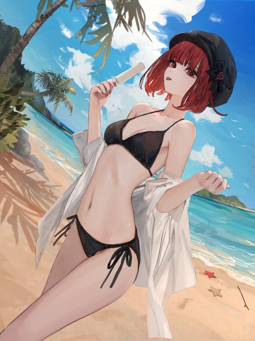 arima_kana bikini hashimoto_kokai ice_cream oshi_no_ko popsicle small_breasts tongue_out