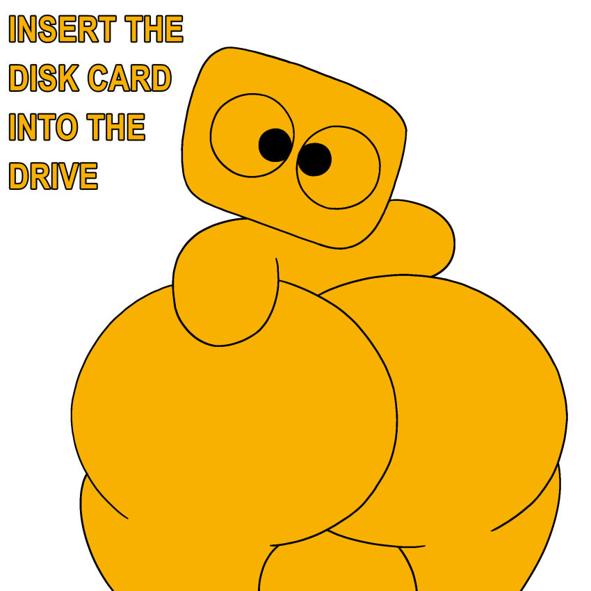 ass_focus balls big_ass big_butt bubble_ass bubble_butt diskun_(famicom) exaggerated_anatomy famicom fat_ass fat_butt ggil hyper_ass hyper_butt looking_at_viewer looking_back male male_only mascot naked no_background no_shading non-human simple_background toony white_background yellow_body