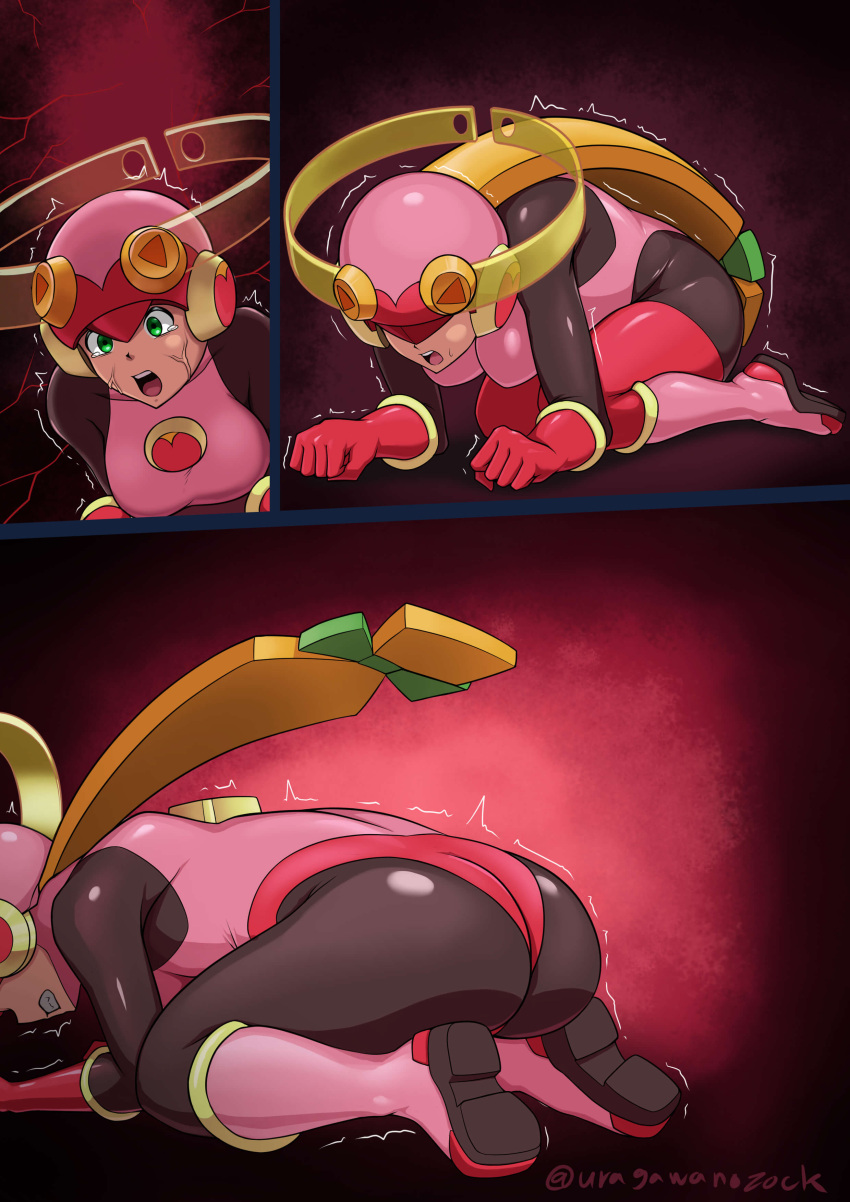 ass_focus bodysuit corruption female large_ass large_breasts mega_man mega_man_battle_network pre-transformation roll.exe skin_tight thick_thighs transformation uragawanozock wide_hips