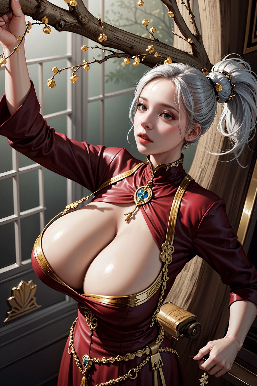 ai_generated big_breasts breasts cleavage huge_breasts stw_999 white_hair