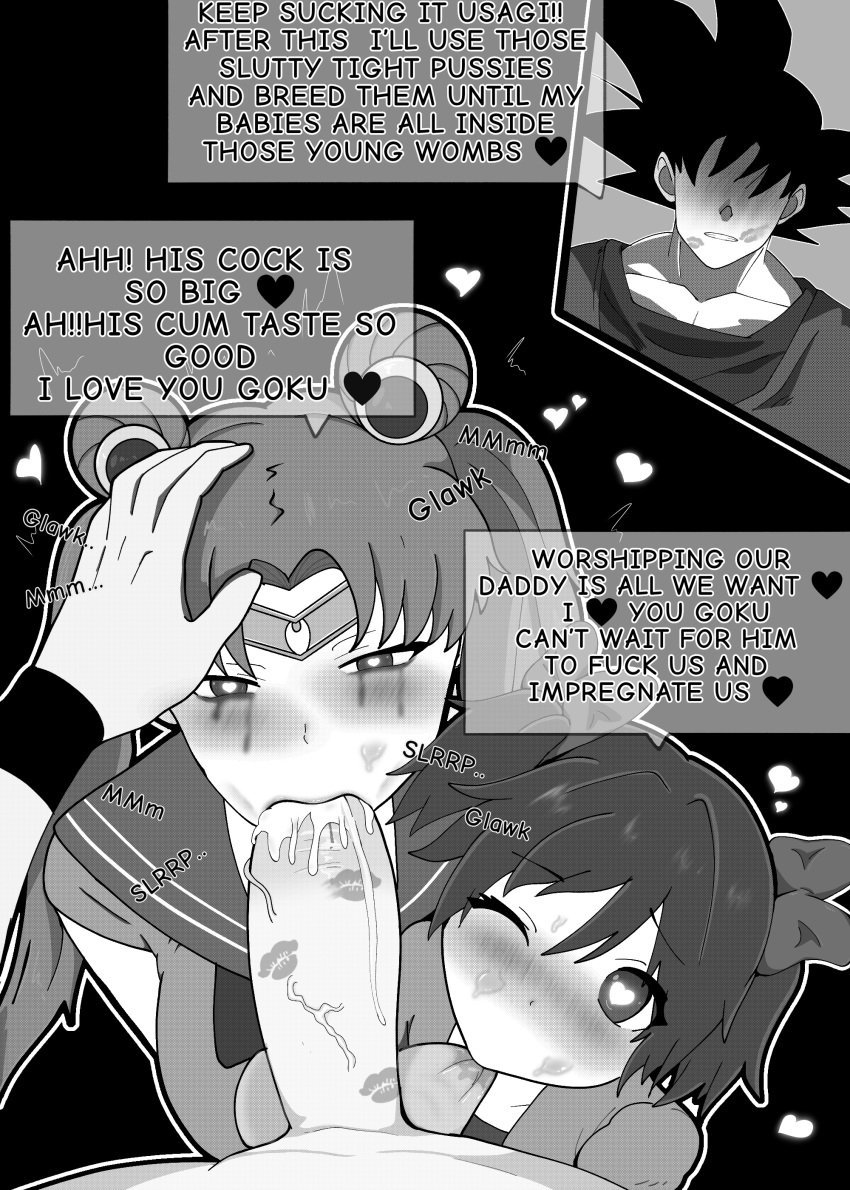 1boy 2023 2d 2girls after_fight ageplay ball_sucking balls big_breasts big_penis bishoujo_senshi_sailor_moon black_and_white blowjob blush blushing_at_viewer blushing_female bow clothed collaborative_fellatio crossover cum cum_in_mouth cute_girl daddy_kink defeat_rape defeated defeated_female defeated_heroine dialogue dominant_male dominant_pov dragon_ball dragon_ball_super femsub ffm_threesome hand_on_head heart-shaped_pupils impregnation_request kiss_mark_on_penis lipstick_mark lipstick_on_penis long_hair madoka_kaname magical_girl mahou_shoujo_madoka_magica maledom maledom_caption moaning monochrome muscular_male no_color oral_sex powerscaling praising_rapist rape raped rapist_pov ruined_makeup sailor_moon saiyan saliva short_hair simple_background son_goku straight strong_woman sucking sucking_testicles the_yuzou threesome usagi_tsukino veiny_penis victorious_male