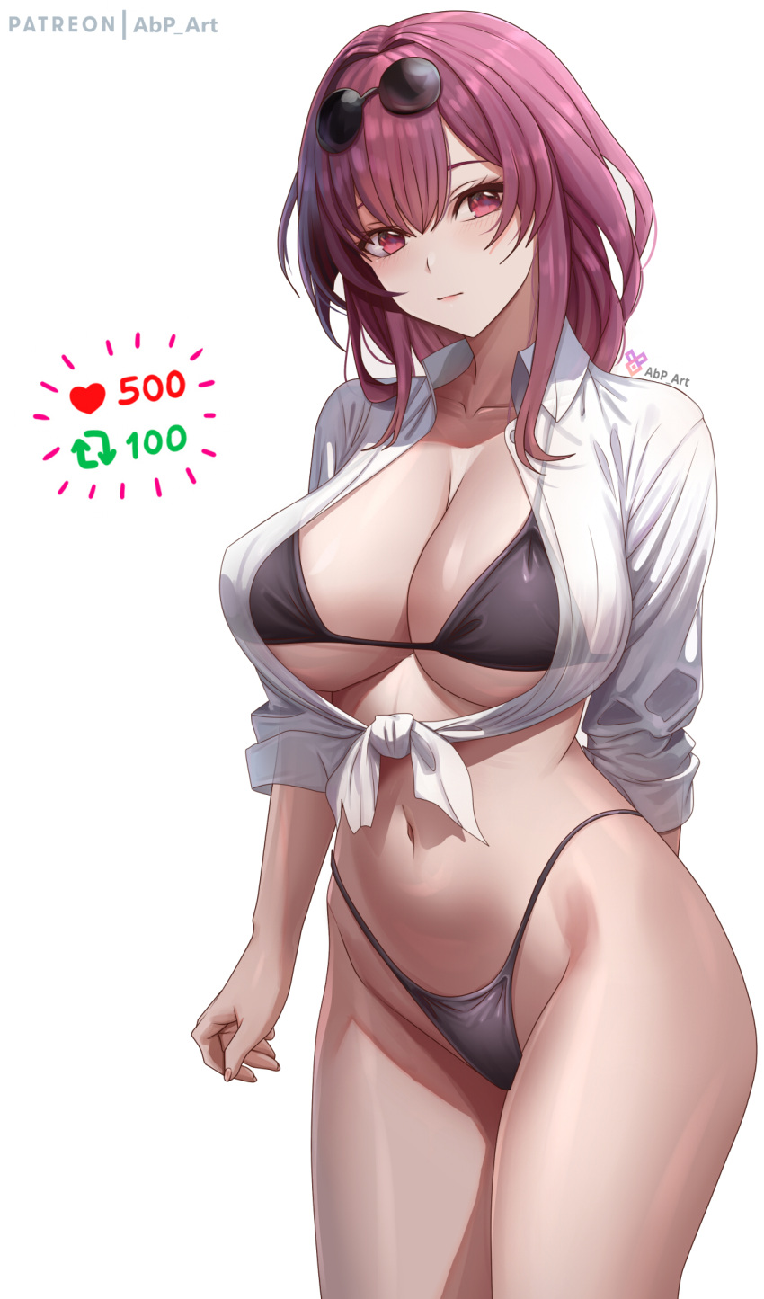 1girls abp_art bikini breasts eyewear_on_head female hips honkai:_star_rail honkai_(series) huge_breasts kafka_(honkai:_star_rail) light-skinned_female light_skin long_hair looking_at_viewer purple_eyes purple_hair simple_background slim_waist strip_game sunglasses_on_head thick_thighs thighs wide_hips