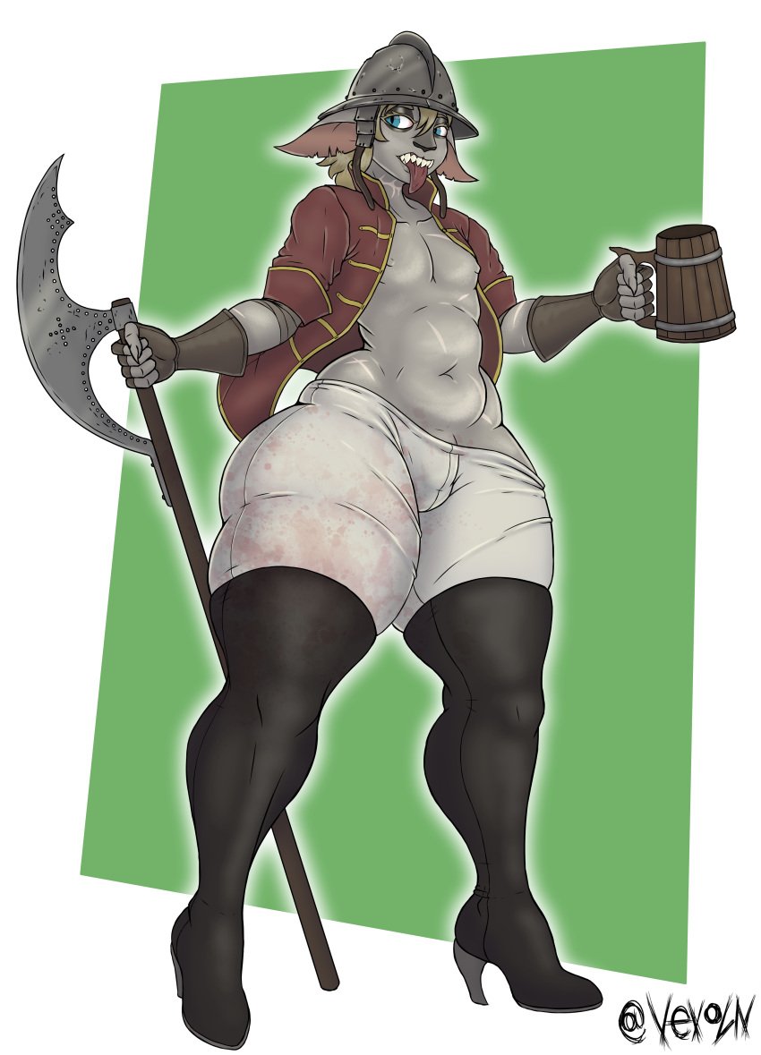 absurd_res alcohol anthro armor ass axe bardiche batmilk belly belt beverage big_butt blonde_hair boots bottomwear bovid bulge caprine claws clothed clothing curvaceous curvy_figure detailed_bulge footwear fur genitals girly glaive goat grey_body grey_fur gun hair headgear helmet hi_res high_heels ilya_(batmilk) leather leather_clothing legwear long_tongue mace male mammal medieval medieval_armor medieval_armour melee_weapon musket nails open_clothing open_mouth penis penis_base plantigrade polearm prick_ears ranged_weapon renaissance scar sharp_claws sharp_nails sharp_teeth slightly_chubby soldier solo teeth thick_thighs thigh_boots thigh_highs tight_clothing tongue tongue_out topwear uniform voluptuous warrior weapon wide_hips