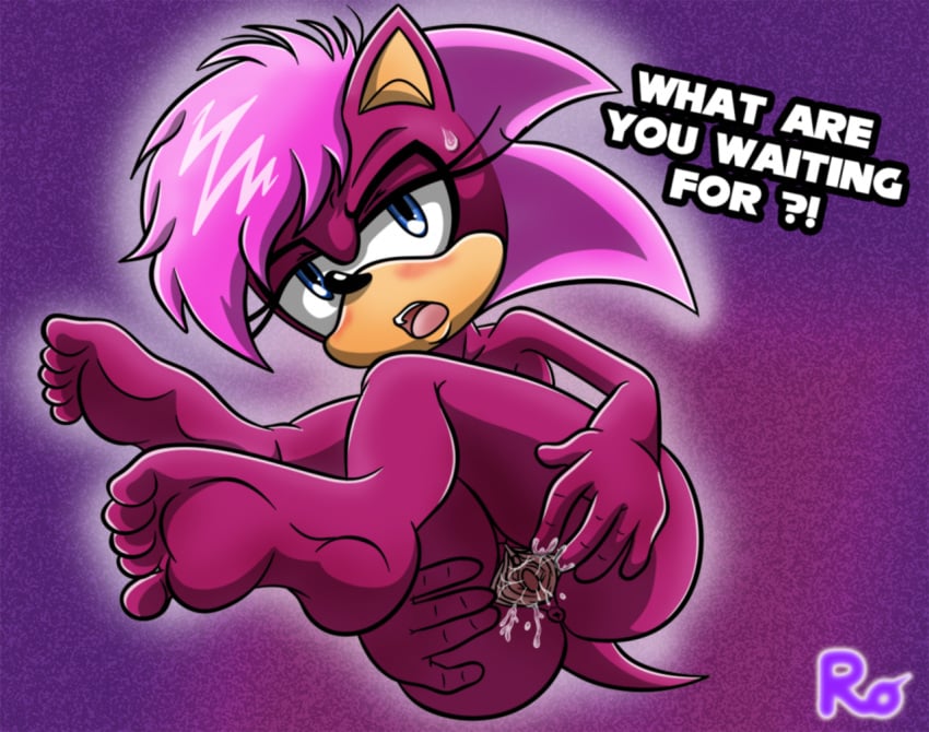 anus barefoot bodily_fluids clitoris dic_entertainment feet furry hedgehog humanoid_feet legs mammal mobian_(species) nude_female pink_hair purple_fur purple_hair seductive_body sega semen soles sonia_the_hedgehog sonic_(series) sonic_the_hedgehog_(series) sonic_underground spread_vagina teenage teenage_girl teenager toes vagina vaginal_juices