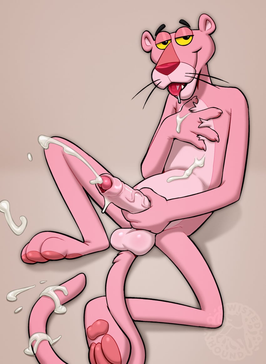 1boy amazon_studios anthro bedroom_eyes bodily_fluids cum cum_drip cum_dripping_from_penis depatie-freleng_enterprises dripping erection fangs foreskin fur genital_fluids genitals hand_on_penis hi_res highres humanoid_genitalia humanoid_penis looking_at_viewer male male_only masturbation metro-goldwyn-mayer multicolored_body multicolored_fur narrowed_eyes orgasm partially_retracted_foreskin pawpads penis pink_body pink_fur pink_panther pink_panther_(series) precum precum_drip saliva saliva_drip seductive simple_background solo teeth tongue tongue_out touching_penis twistedhound two_tone_body two_tone_fur vein veiny_penis whiskers yellow_eyes