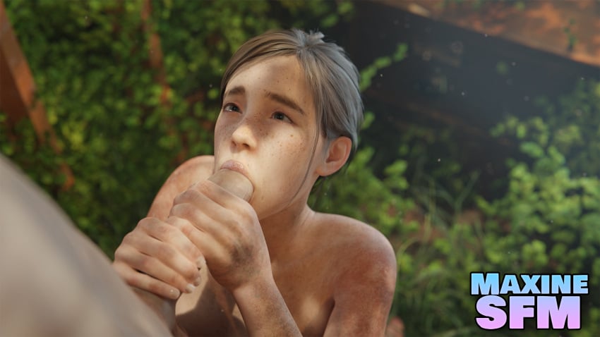 1boy 1girls 3d blowjob casual cum ellie_(the_last_of_us) ellie_williams facial female human male maxinesfm oral outdoors pale_skin the_last_of_us the_last_of_us_2