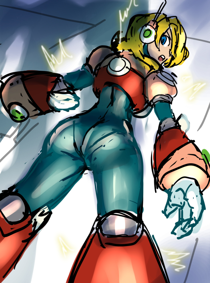 2020 alia android ass back back_view blonde_hair bodysuit dat_ass dgrp mega_man mega_man_x restrained robot_girl