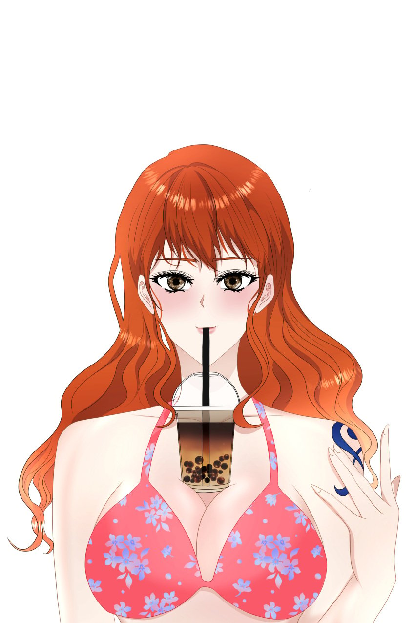 angel31700 bikini bubble_tea bubble_tea_challenge female female_only meme nami one_piece post-timeskip post_timeskip tattoo