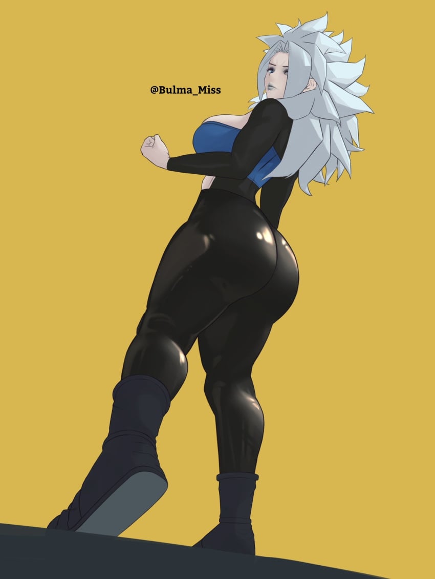 1girls artist_request big_ass big_breasts blue_eyes blue_lipstick boots bubble_butt commission dragon_ball dragon_ball_gt dragon_ball_super dragon_ball_xenoverse dragon_ball_z long_hair lunna muscular muscular_female oc pale-skinned_female pale_skin saiyan saiyan_girl shiny_clothes sideboob skin_tight solo_female super_saiyan super_saiyan_4 super_saiyan_5 thick_ass thick_thighs tight_clothing tubetop white_fur white_hair wide_hips