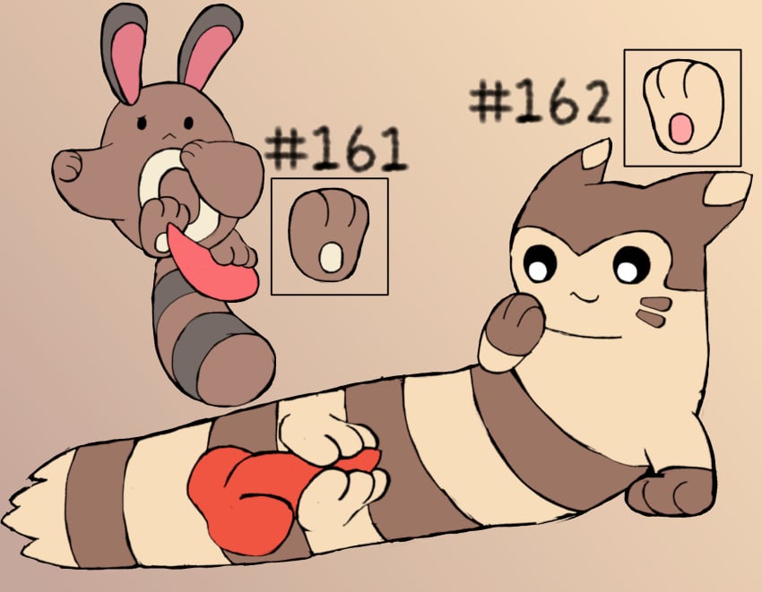 ambiguous_gender brown_body brown_fur erection feet feral foot_fetish foot_play footjob fur furret generation_2_pokemon genitals group hashtag hi_res id_number male nintendo number penis pokemon pokemon_(species) secretsableye sentret sex simple_background smile tail text toes