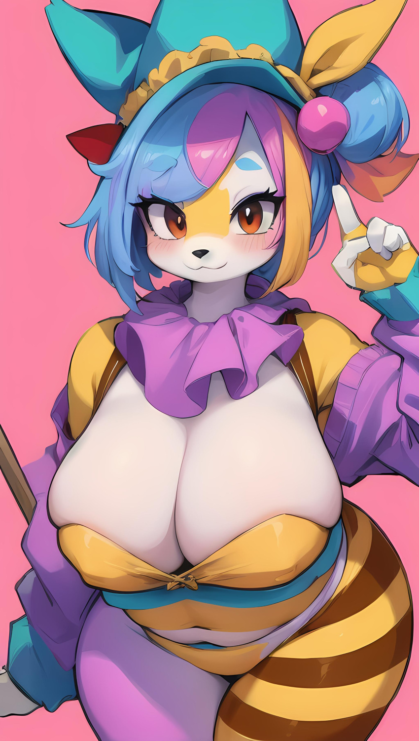 ai_generated anthro awokose big_breasts big_hips big_thighs clown clown_girl clown_makeup funny furry furry_breasts furry_female huge_breasts huge_hips huge_thighs stable_diffusion thick thick_thighs venus_body