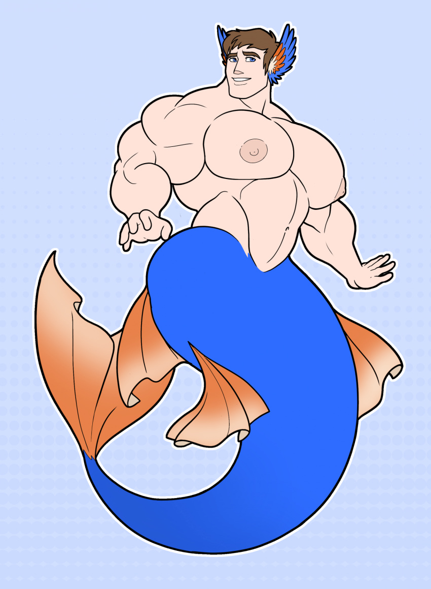 avian bird fish hi_res human humanoid hybrid male male_only mammal marine merfolk merman mermay muscular nandarazzi neptune_mereaux nipples pecs solo split_form transformation