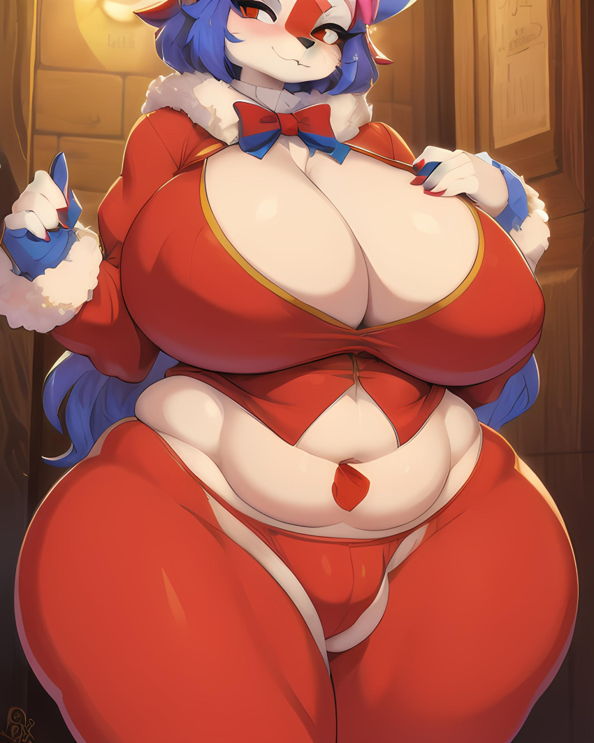 ai_generated anthro awokose big_breasts big_hips big_thighs clown clown_girl clown_makeup funny furry furry_breasts furry_female huge_breasts huge_hips huge_thighs shortstack stable_diffusion thick thick_thighs venus_body