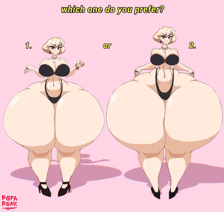 2girls bikini blonde_female blonde_hair curvy curvy_female curvy_figure hourglass_figure hyper_ass isabelle_(popa) milf multiple_girls ponkypopa popa_nsfw popa_ponky red_eyes simple_background tall_female thick_ass thick_thighs thin_waist voluptuous voluptuous_female wide_hips