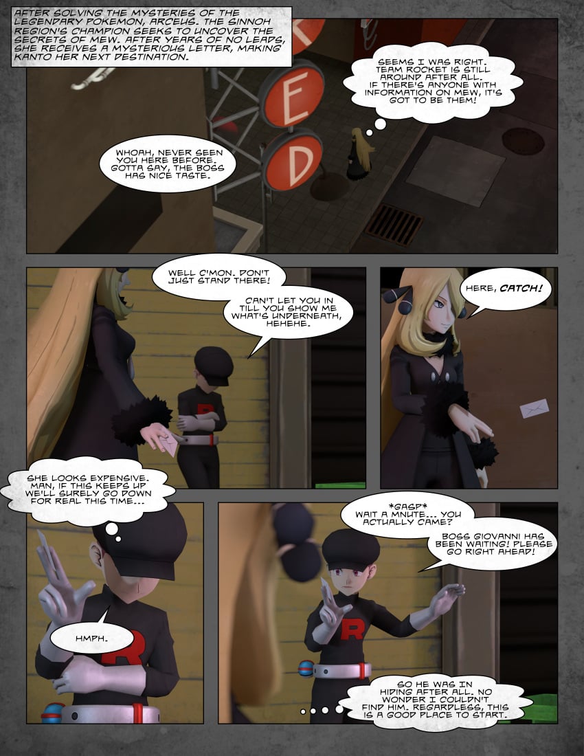 3d blonde_hair comic cynthia_(pokemon) pokemon sladernader team_rocket team_rocket_grunt_(male)