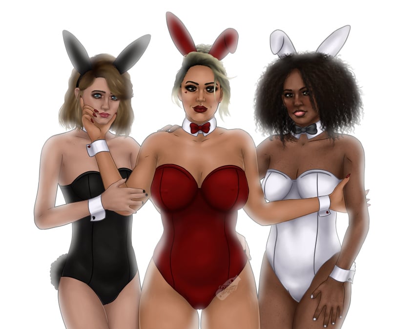 boobs costume crossover dbd dead_by_daylight elodie_rakoto jane_romero nancy_wheeler netflix orgy playboy_bunny rabbit_ears rabbit_tail stranger_things threesome