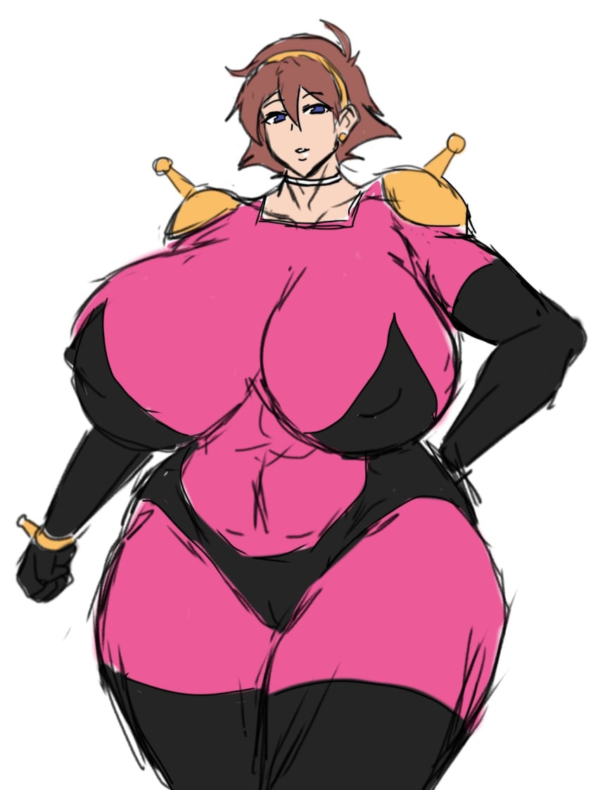 big_breasts bodysuit breasts brown_hair brunette_hair g_gundam giant_breasts gundam huge_breasts large_breasts massive_breasts mobile_trace_suit momiji_(artist) rain_mikamura sunrise_(studio) venus_body