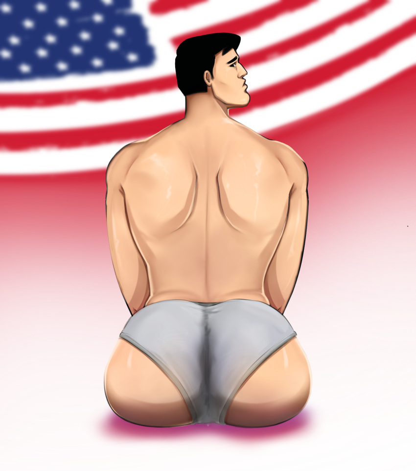 almost_naked american_dad american_flag arched_back ass back_view big_ass big_butt big_chin black_hair bubble_butt fat_ass gay male male_only rivezion shiny_skin stan_smith sweat sweating sweaty sweaty_butt underwear wet_clothes wet_underwear white_underwear