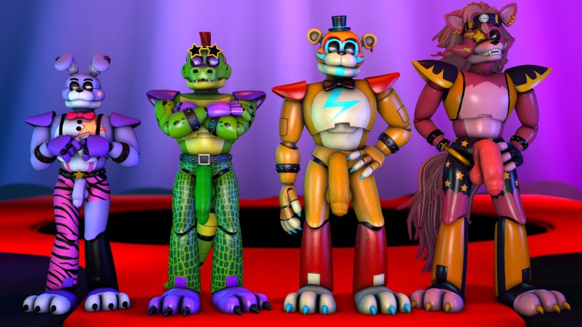 2023 3d 3d_(artwork) 4boys alligator alligatorid animatronic anthro anthro_only arms_crossed balls ballsack band bear belt big_balls big_cock big_penis big_testicles bigger_anthro bigger_male black_nose bodypaint bonnie_(fnaf) bow_tie bowtie bracelet bracelets canine claws crocodile crocodilian crocodylid dangling_penis dangling_testicles detailed_background digital_media_(artwork) ear_piercing ear_ring earring earrings eyepatch facepaint fangs fanmade_design fat_penis finger_claws fingerless_gloves five_nights_at_freddy's five_nights_at_freddy's:_security_breach flaccid flaccid_cock flaccid_penis foreskin foreskin_folds foursome fox foxy_(fnaf) fruit_cock furry furry_male furry_only furry_tail glamrock_bonnie_(fnaf) glamrock_foxy glamrock_freddy_(fnaf) glans glasses glasses_on_forehead gloves gold_(metal) gold_tooth green_skin half-closed_eyes hand_on_hip headband headgear headwear height_difference hook hook_hand huge_balls huge_cock huge_testicles humanoid_genitalia humanoid_penis intact lagomorph large_penis leporid long_hair_male long_penis long_tail looking_at_another low_hanging_balls machine male male/male/male/male male_anthro male_only mammal mammal_humanoid masculine mohawk_(hairstyle) montgomery_gator_(fnaf) nervous nervous_face nude nude_male partially_retracted_foreskin penis penis_out penis_size_comparison penis_size_difference pierced_ears piercing posing presenting presenting_balls presenting_penis presenting_testicles red_hair reptile retracted_foreskin robot scales scrotum sharp_teeth shoulder_pads size_comparison size_difference small_penis smaller_anthro smaller_male spiked_bracelet star_glasses steel_wool_studios studded_belt studded_bracelet sunglasses sunglasses_on_forehead suspenders testicles thick_penis toe_claws toes top_hat uncircumcised uncut ursid veiny_penis