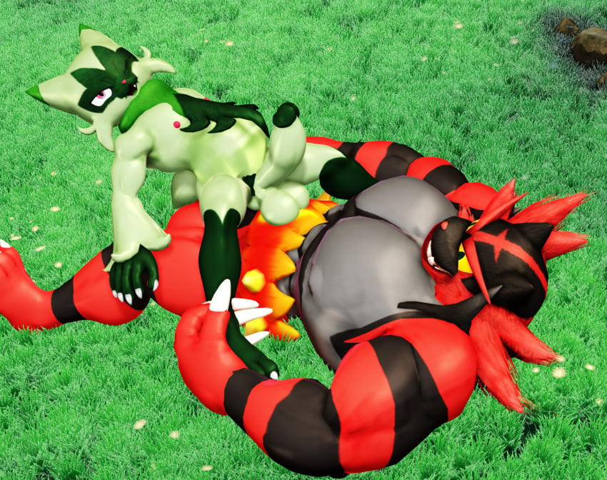 2boys 3d 3d_(artwork) anal anal_sex anthro balls bara digital_media_(artwork) duo erect_penis erection felid feline floragato fur furry gay gay_sex generation_7_pokemon generation_9_pokemon genitals green_body green_fur hi_res incineroar male male/male male_only male_penetrated male_penetrating male_penetrating_male malicekira mammal mmd muscular muscular_anthro muscular_male nintendo nipples nude penetration penis pokemon pokemon_(species) red_body red_fur sex stomach_bulge teeth yaoi