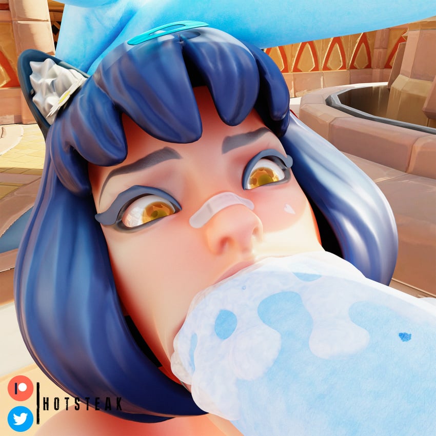 2futas 3d 3d_(artwork) big_penis blender blowjob blue_hair breasts cum cum_in_mouth cumshot eye_contact eyebrows eyelashes futa_on_futa futa_only futadom futanari hotsteak huge_cock human human_only humanoid humanoid_genitalia humanoid_penis looking_at_viewer maeve_(paladins) paladins paladins_champions_of_the_realm penis saati_(paladins) schoolyard_maeve short_hair voluptuous