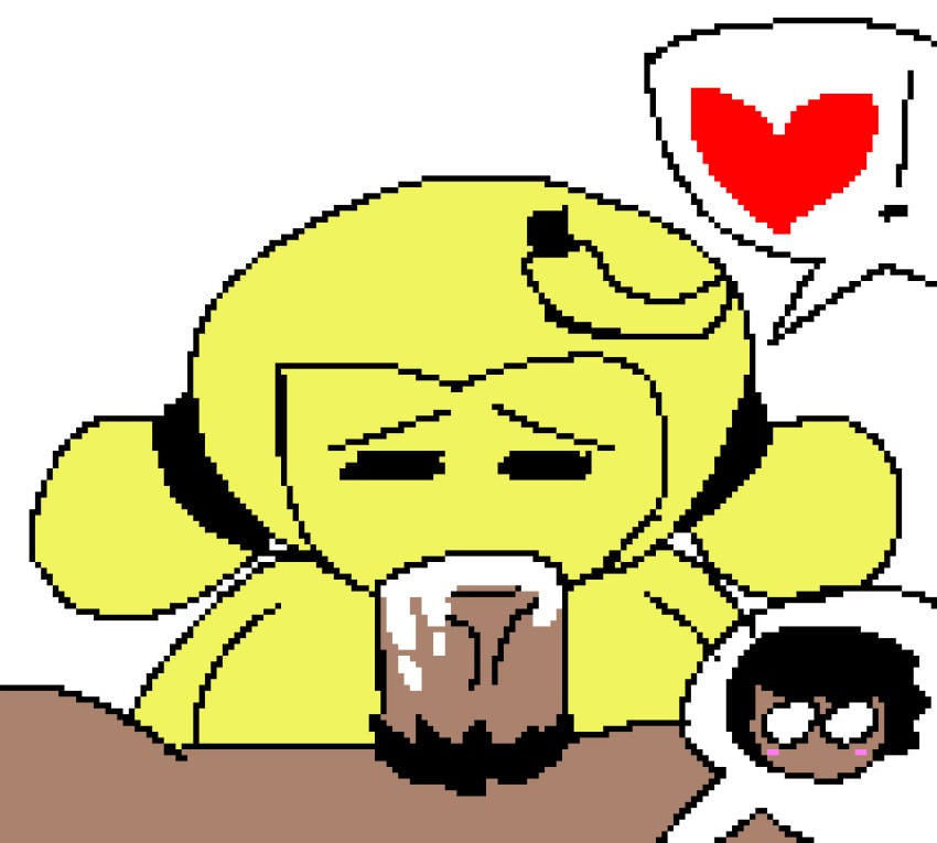 banana_girl blowjob cum cum_in_mouth fellatio flora_fauna heart hitaru_(yanniku-san) pixel_art plant plant_girl plant_humanoid plantie yanniku-san yellow_body