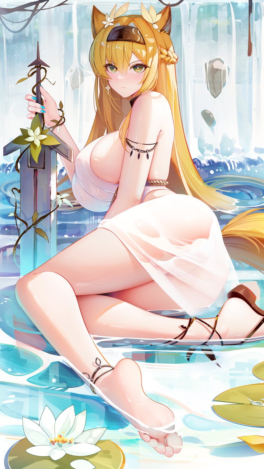 1girls 2023 absurd_res animal_ear_fluff animal_ears arknights ass ass_focus bare_shoulders barefoot big_ass big_breasts big_butt big_thighs binggong_asylum blonde_hair braid braided_hair breasts bubble_ass bubble_butt butt butt_focus curvaceous curvy cute dat_ass dem_legs enormous_ass enormous_breasts enormous_butt enormous_thighs fat_ass fat_butt female female_only flower giant_ass giant_breasts gigantic_ass gigantic_breasts green_eyes hair_between_eyes hair_ornament hairband hi_res hips holding_object holding_sword holding_weapon horn_(arknights) horn_(to_effloresce_whitely)_(arknights) huge_ass huge_breasts huge_butt huge_thighs hyper_ass hyper_butt hyper_thighs kemonomimi large_ass large_breasts large_butt large_thighs legs light-skinned_female light_blue_nails light_skin long_hair looking_at_viewer lying massive_ass massive_breasts massive_butt nail_polish nenuphar nude round_ass round_butt seductive seductive_look seductive_pose serious solo solo_female sword tail thick_ass thick_legs thick_thighs thighs tight_clothing toes voluptuous waist wasp_waist water weapon wide_hips wide_thighs wolf_ears wolf_girl wolf_tail