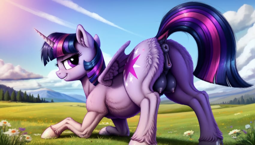 1girls ai_generated alicorn bent_over crotchboobs equine equine_anus equine_genitalia equine_pussy female female_focus female_only feral friendship_is_magic horse my_little_pony ponut princess_twilight_sparkle_(mlp) solo_female tagme twilight_sparkle_(mlp)