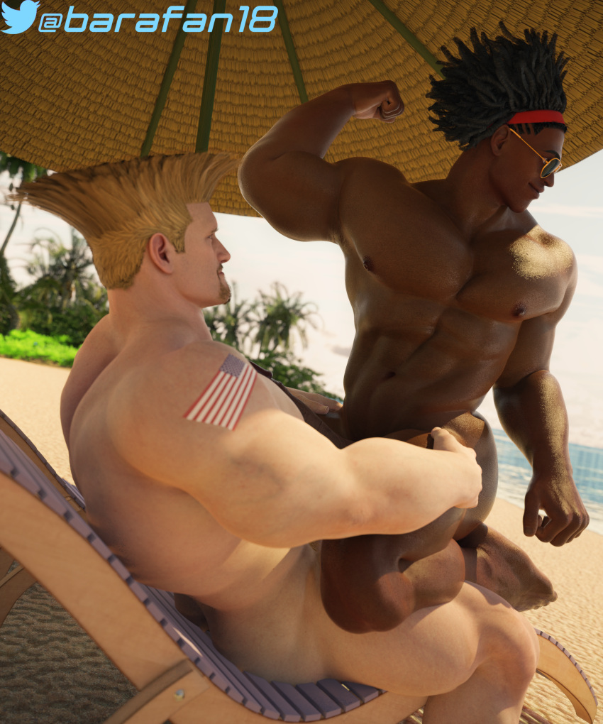 2boys 3d african_male anal anal_sex bara barafan18 big_muscles big_penis brown_skin bubble_ass bubble_butt capcom dark-skinned_male dark_skin dee_jay gay gay_anal gay_sex guile male male_only muscular muscular_male street_fighter street_fighter_6 very_dark_skin