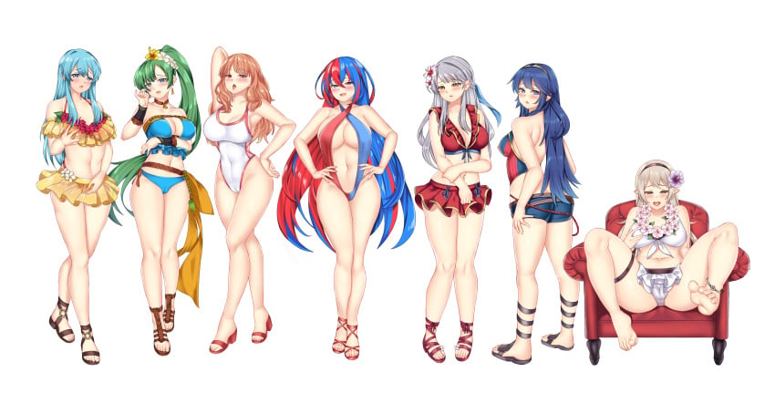 6+girls 7girls absurdres alear_(female)_(fire_emblem) alear_(fire_emblem) alternate_costume anus ass backless_outfit bare_legs barefoot bikini blue_bikini blue_eyes blue_hair blue_one-piece_swimsuit blue_swimsuit breasts cameltoe celica_(fire_emblem) chair cleavage commission corrin_(female)_(fire_emblem) corrin_(female)_(summer)_(fire_emblem) corrin_(fire_emblem) corrin_(fire_emblem)_(female) earrings eirika_(fire_emblem) eirika_(summer)_(fire_emblem) female female_only fire_emblem fire_emblem:_radiant_dawn fire_emblem:_the_blazing_blade fire_emblem:_the_sacred_stones fire_emblem_awakening fire_emblem_cipher fire_emblem_echoes:_shadows_of_valentia fire_emblem_engage fire_emblem_fates fire_emblem_heroes green_eyes green_hair grey_hair hair_between_eyes heterochromia highres jewelry large_breasts long_hair looking_at_viewer looking_back lucina_(fire_emblem) lyn_(fire_emblem) lyn_(summer)_(fire_emblem) medium_breasts micaiah_(fire_emblem) micaiah_(summer)_(fire_emblem) multicolored_hair multiple_girls nabunabu nintendo non-web_source official_alternate_costume one-piece_swimsuit open_mouth orange_eyes orange_hair partially_visible_vulva pointy_ears ponytail red_bikini red_eyes red_hair red_one-piece_swimsuit red_swimsuit revealing_clothes sandals sideboob sitting slingshot_swimsuit smile spread_legs swimsuit take_your_pick very_long_hair white_bikini white_hair white_one-piece_swimsuit white_swimsuit yellow_bikini yellow_eyes yellow_swimsuit