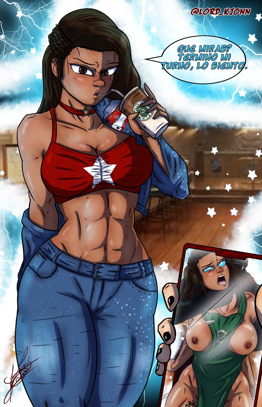 1girls ahe_gao america_chavez big_breasts cellphone coffee comparison cum female forced interracial juxtaposition latina light-skinned lord_kjonn male marvel marvel_cinematic_universe marvel_comics orientation_play phone photo photo_comparison photographic_proof picture pussy ruined screen screencap view