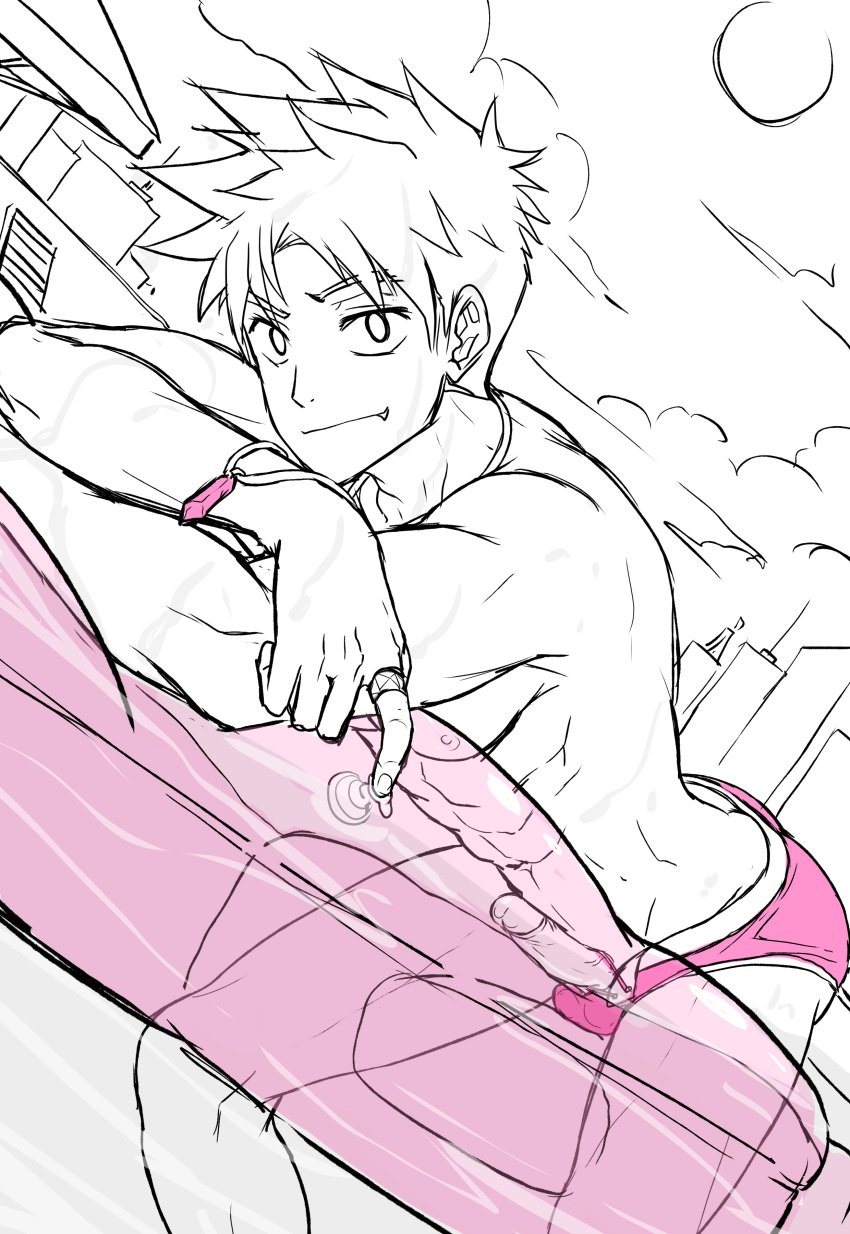 exposed exposed_penis gay jey jock_studio jockstudio(blits_games) male male_only mikkoukun sketch swim_trunks swimming swimming_pool yaoi yuuto_nakajima zael