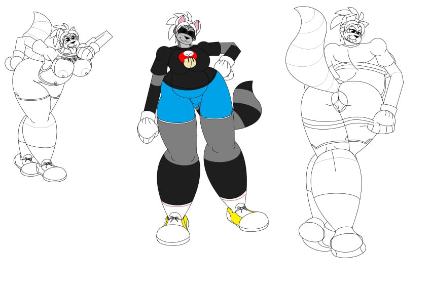 big_ass big_breasts big_hips blear_the_raccoon cartoony chubby_female furry glasses marlon64 microsoft_paint model_sheet nerdy_female original_character ponytail racoon_girl showing_ass showing_breasts white_background white_hair