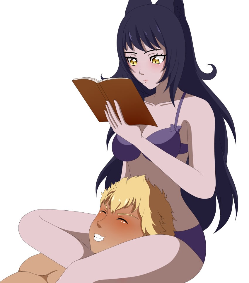 asphyxiation black_hair black_sun black_sun_(ship) blacksun blake_belladonna blonde_hair blonde_hair_male blush blushing_male breath_play cat_ears cat_girl catgirl choking ecchi faunus female headlock headlock_with_thighs hetero_sex heterosexual long_black_hair long_hair male monarchbluelady monkey_tail no_background original_canon_ship rooster_teeth rwby saliva saliva_trail snu-snu sun_wukong sun_wukong_(rwby) tail thigh_choking thighs white_background