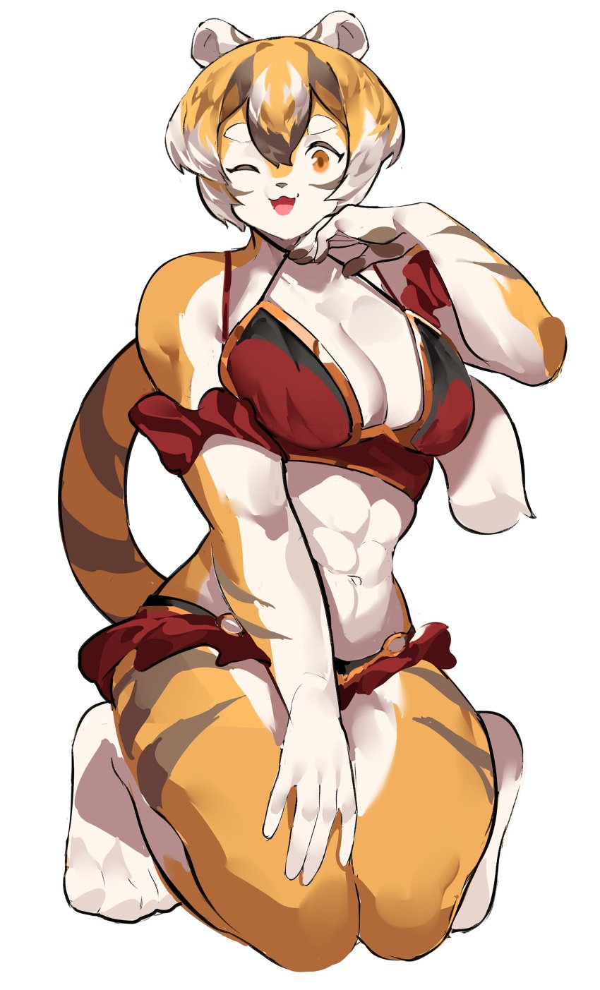 1girls 2023 abs absurd_res arknights big_breasts bikini breasts female female_focus furry hips muscular muscular_female mx99926 solo solo_female solo_focus swimsuit thick_thighs thighs tiger tiger_girl tiger_humanoid waai_fu_(arknights) wide_hips wink