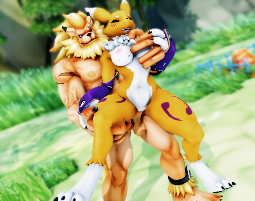 anthro anthro_only balls bandai_namco black_sclera blue_eyes breasts digimon digimon_(species) duo female female_penetrated fur genitals humanoid_genitalia humanoid_penis leomon male male/female male_penetrating male_penetrating_female malicekira muscular muscular_anthro muscular_male nipples nude pecs penetration penile penile_penetration penis penis_in_pussy pussy renamon sex vaginal_penetration white_body white_fur yellow_body yellow_fur