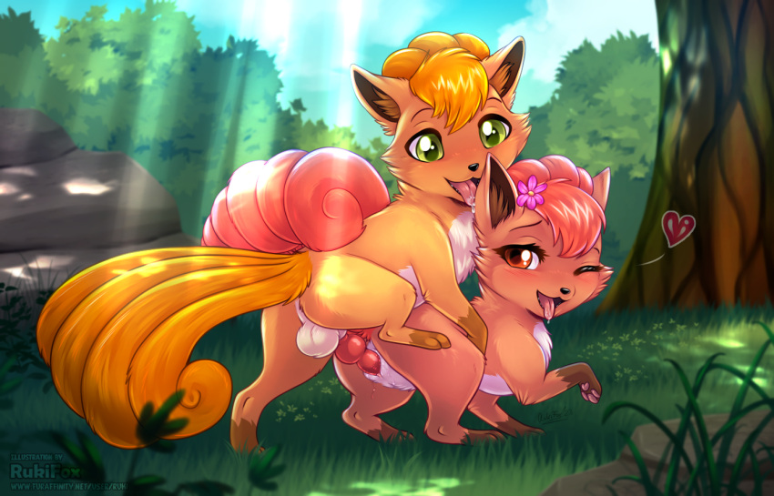 duo female feral feral_on_feral humping male male/female nintendo pokemon pokemon_(vulpix) rukifox sex