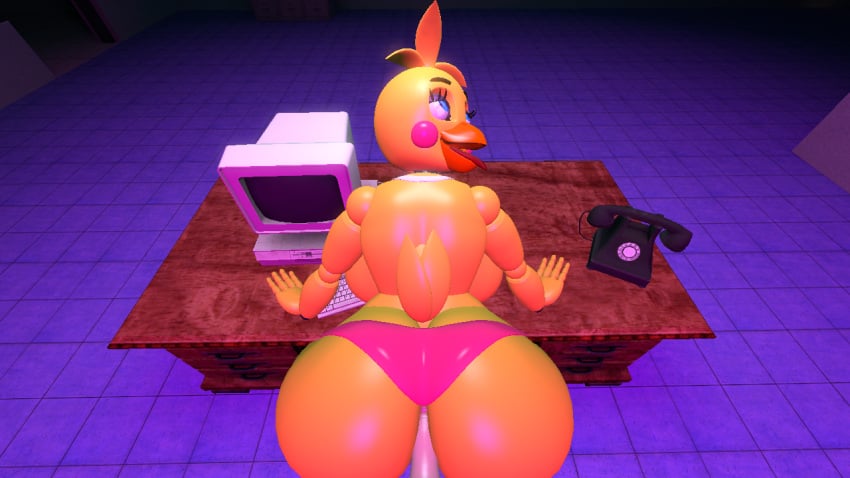 1boy 1girls 3d ahe_gao ass big_breasts big_penis blue_eyes breasts female five_nights_at_freddy's male open_mouth penis petru phone security_guard source_filmmaker table thick_thighs tongue toy_chica_(fnaf) vaginal_penetration working yellow_body yellow_hair