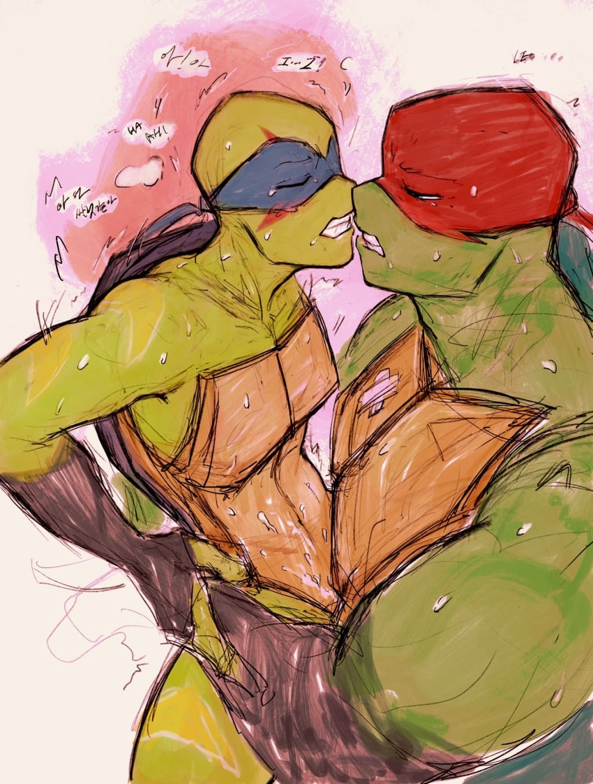 gay gay_domination gay_sex gloves incest kissing leo leonardo leonardo_(tmnt) raph raphael raphael_(tmnt) rise_of_the_teenage_mutant_ninja_turtles sweat sweaty_body teenage_mutant_ninja_turtles text tmnt turtle turtle_soldiers yaoi