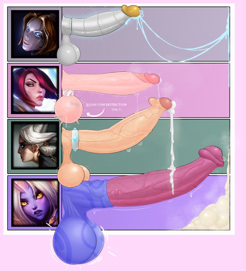 balls big_balls big_penis camille_ferros celestial_(league_of_legends) cock_ring cum erection fiora_laurent futa_only futanari huge_balls huge_cock human humanoid kalikias league_of_legends light-skinned_futanari light_skin nude orgasm_denial orianna partially_retracted_foreskin penis penis_size_chart penis_size_difference precum retracted_foreskin sagging_balls smooth_balls soraka twitch_lines uncut