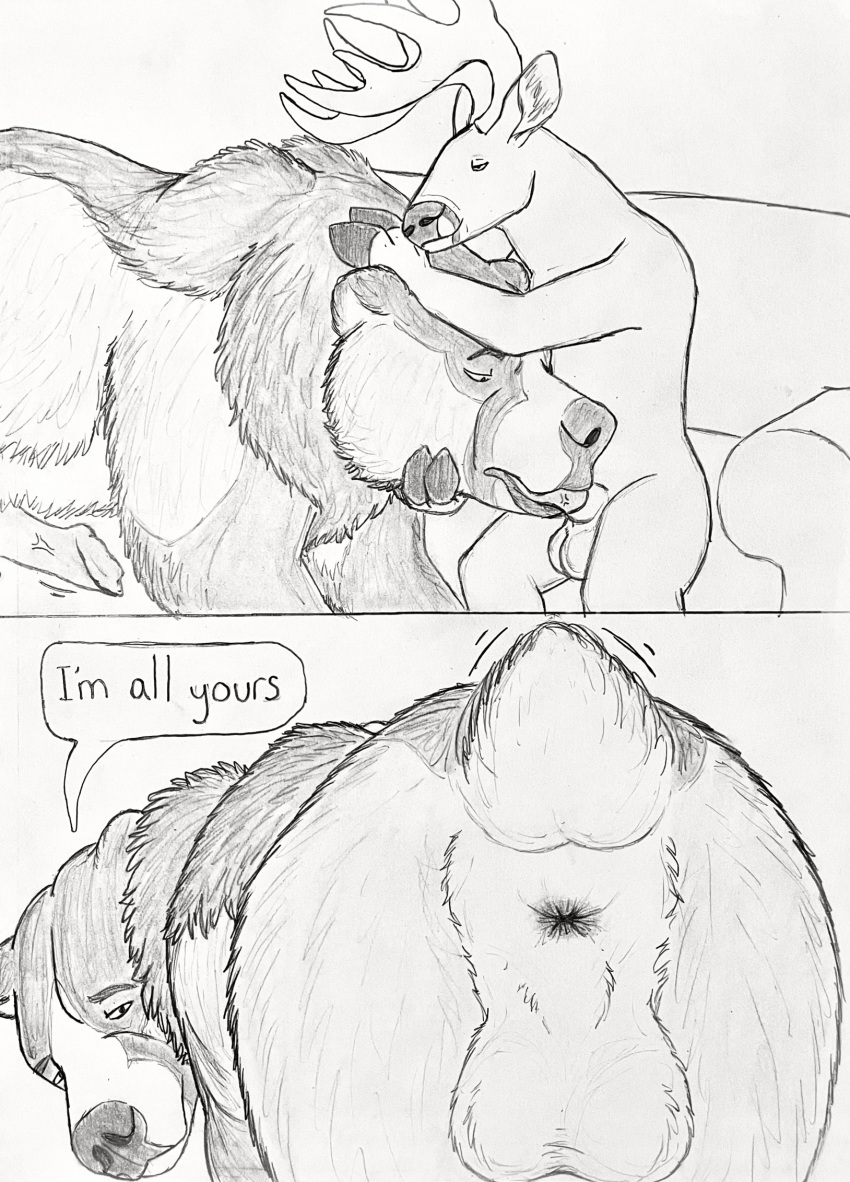 anatomically_correct anatomically_correct_genitalia anatomically_correct_penis animal_genitalia animal_penis anthro anthro_on_feral anthro_penetrating anthro_penetrating_feral anus balls bear big_balls big_penis brown_bear cervine cervine_genitalia cervine_penis comic deer duo feral feral_penetrated furniture genitals grizzly_bear hair hgythshs hi_res kuruk_(character) male male/male mammal mane mane_hair oral oral_penetration penetration penis raised_tail rear_view roommate scut_tail sex sheath short_tail size_difference sofa tail tail_motion tailwag ursine ursine_penis zoophilia