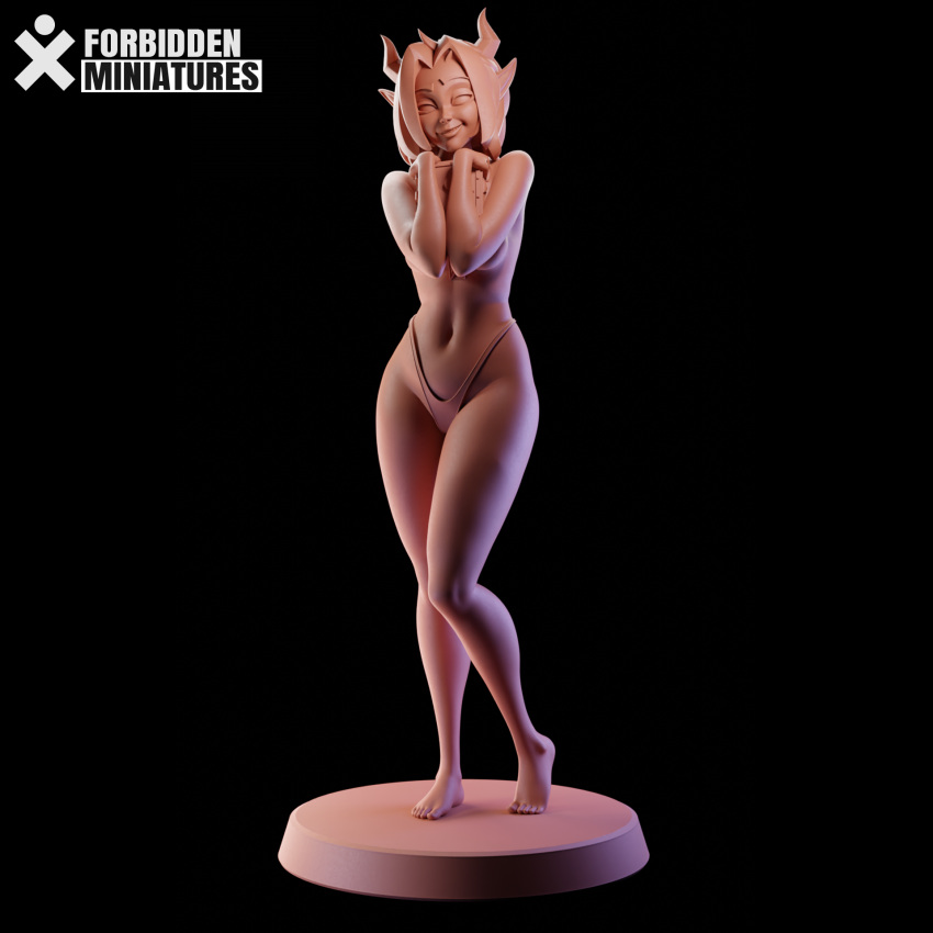 1girls 3d_(artwork) 3d_model book customization female female_only figurine forbiddenminiatures holding_object kickstarter miniature patreon patreon_reward pointy_ears sculpture self_upload short_hair smirk succubus succubus_horns teeth zbrush