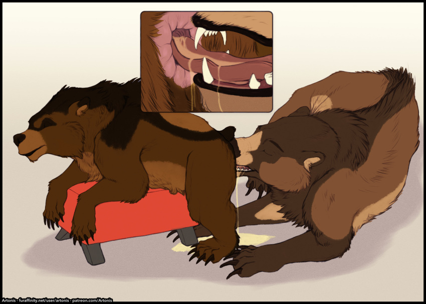 anal anatomically_correct anatomically_correct_genitalia anatomically_correct_penis animal_genitalia animal_penis anus artonis balls bear big_balls bodily_fluids breeding_mount breeding_mount_use brown_bear cum cum_inside cutaway drinking drinking_urine duo felching feral feral_on_feral gaping gaping_anus genital_fluids genitals grizzly_bear hair hi_res kuruk_(character) leaking leaking_anus licking male male/male mammal mane mane_hair messy oral peeing peeing_in_ass peeing_inside penis rimming sex tongue tongue_out urination urine urine_in_ass urine_in_mouth urine_on_face urine_on_ground urine_on_tongue urine_pool urine_stream ursine ursine_penis watersports