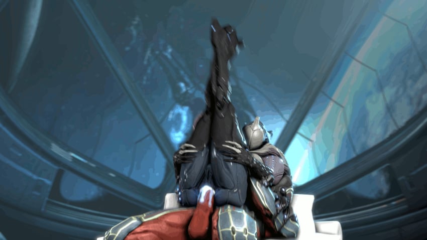 1boy 1girls 3d anal anal_sex animated anus balls cum female glowing male penetration penis pussy saryn_(warframe) vauban_(warframe) warframe wattchewant