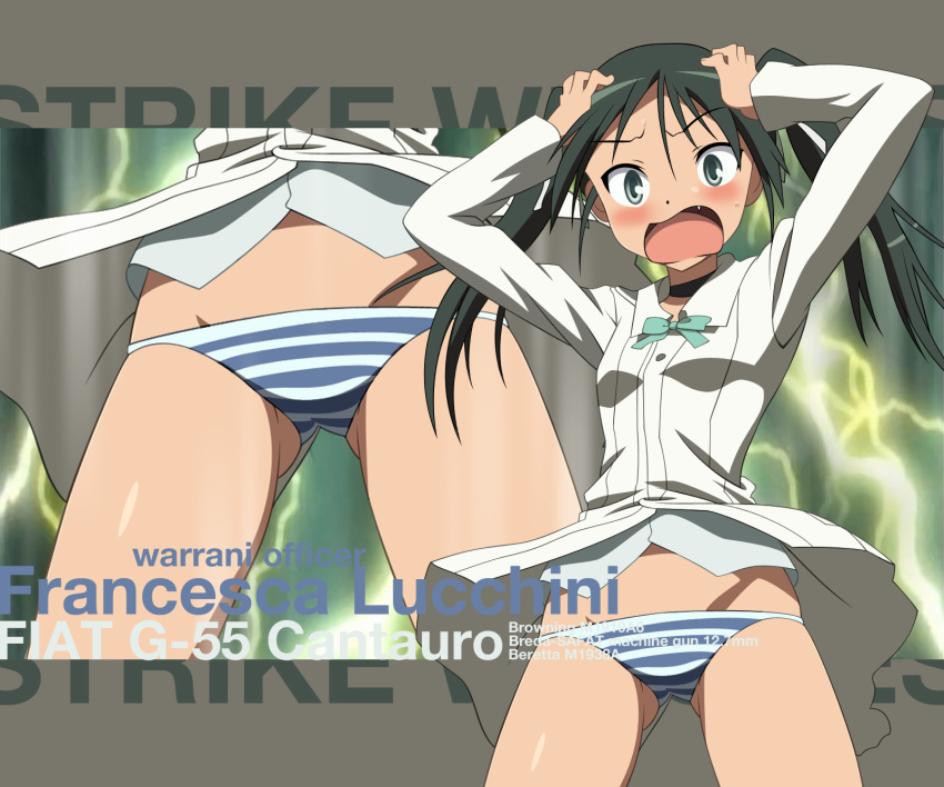 1girls blush clothing flat_chest francesca_lucchini lowleg_pantsu panties shimapan shock strike_witches wallpaper