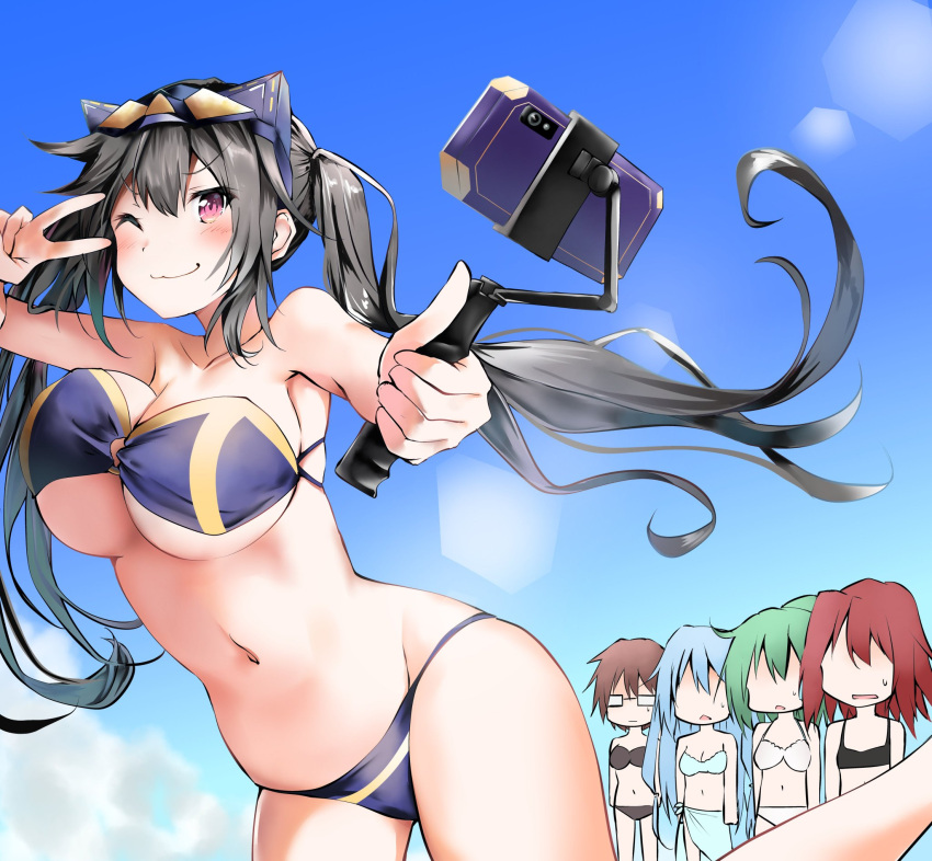 5girls aussa_the_earth_charmer beach bikini eria_the_water_charmer hiita_the_fire_charmer i:p_masquerena multiple_girls wynn_the_wind_charmer yu-gi-oh!